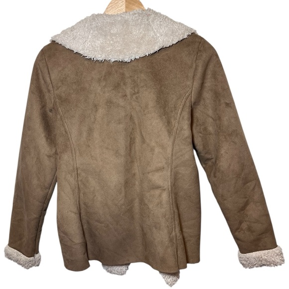 Lauren Ralph Lauren Brown Faux Shearling Open Draped Waterfall Jacket Size S - Picture 5 of 13